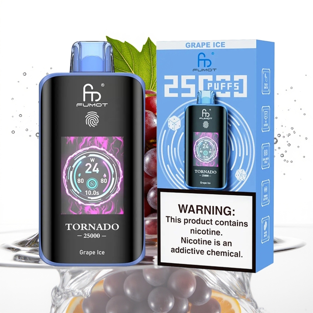 Fumot Tornado 25000 Puffs Disposable Vape Vinisglass HD Skärm & 700mAh Batteri