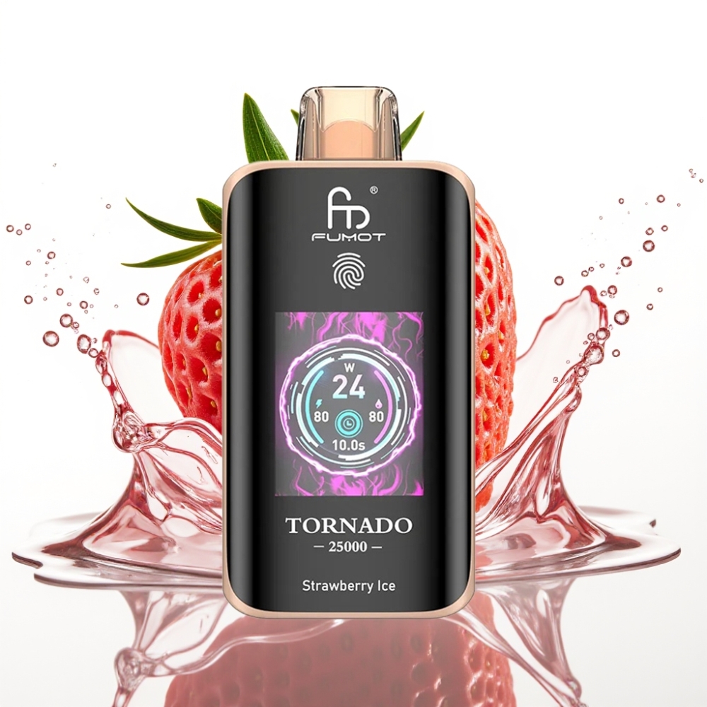 Fumot Tornado 25000 Puffs Engångs-vape Jordgubb Is med HD Skärm & 700mAh Batteri