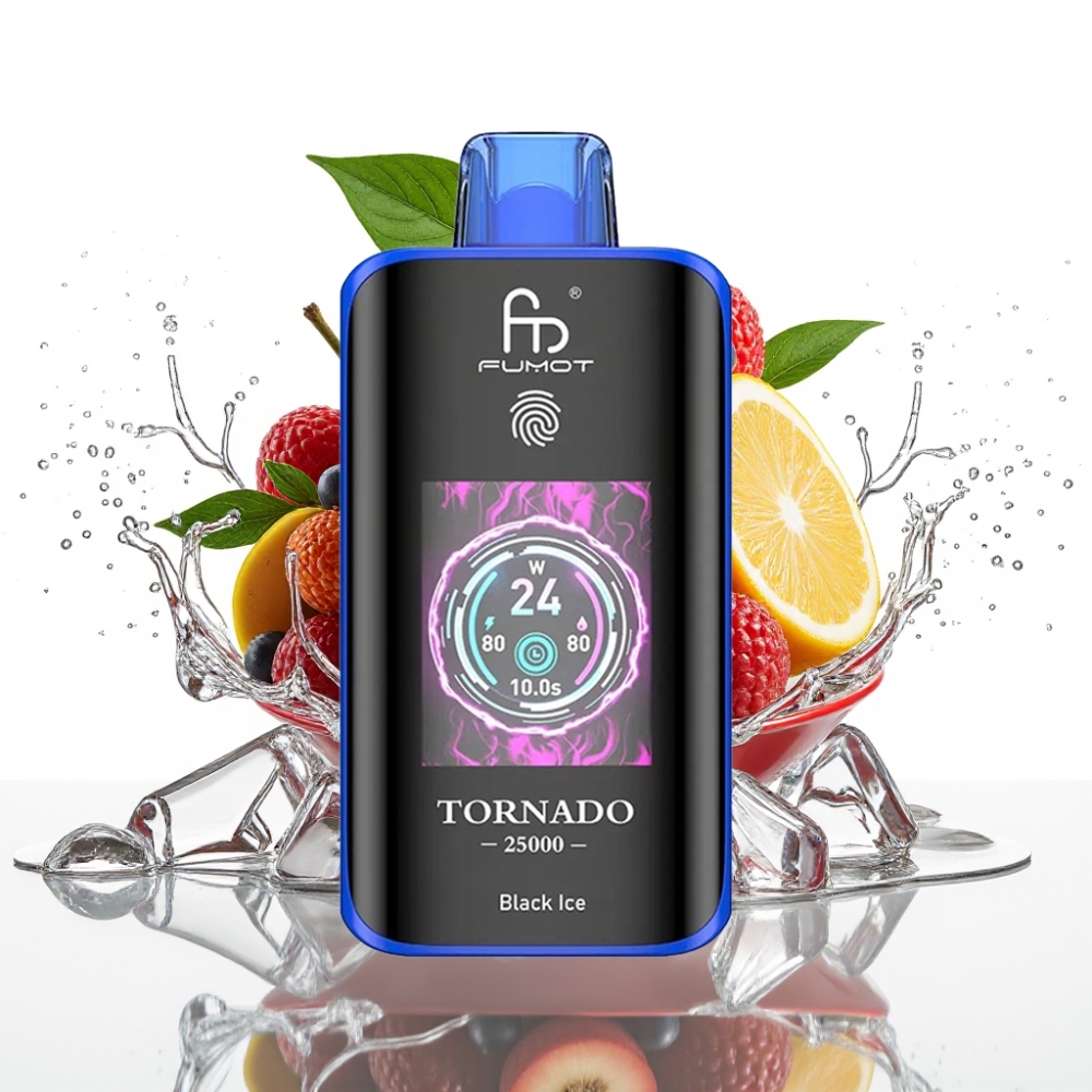 Fumot Tornado 25000 Puffs Återuppladdningsbar Disposable Vape Svart Is