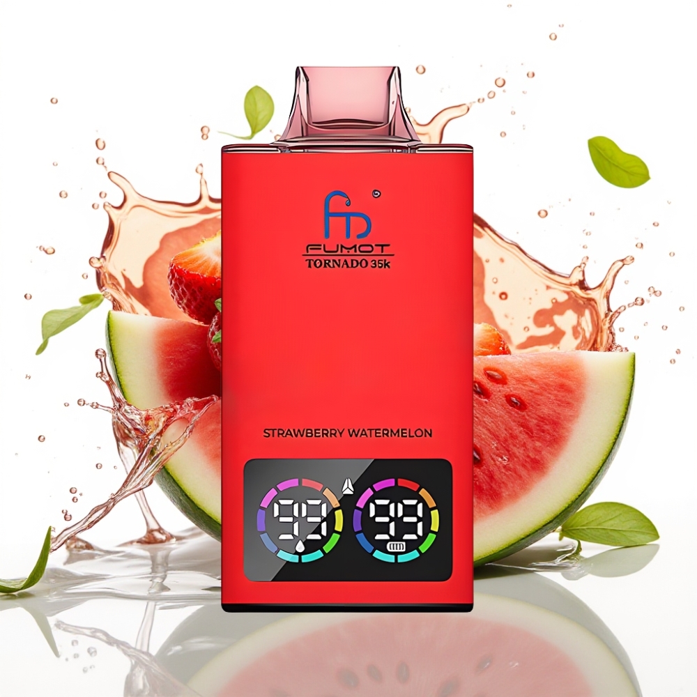 Fumot Tornado 35K Disposable Vape Jordgubb Vattenmelon med Dual Mesh Coil & RGB-ljus