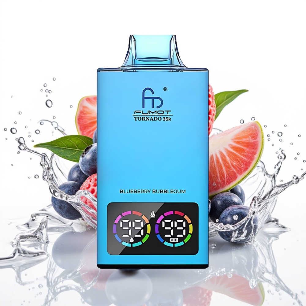 Fumot Tornado 35K Engångs Vape Blåbärs Tuggummi med Dual Mesh Coil