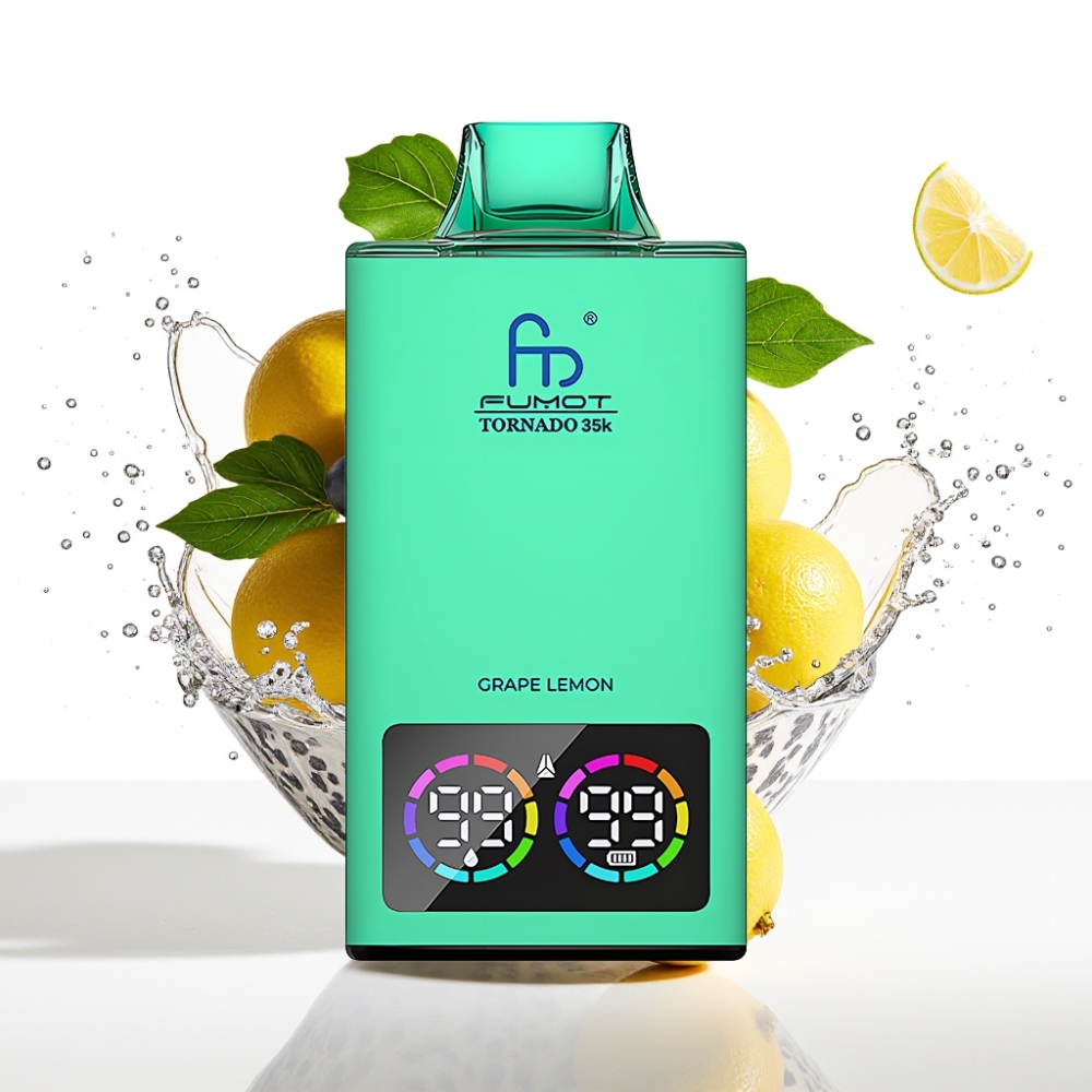 Fumot Tornado 35K Engångsvape Druva Citron med Dual Mesh Coil och 15ml E-juice