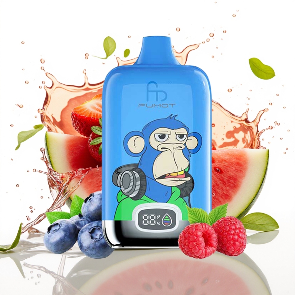 Fumot Tornado Digital Box 12000 Puffs Disposable Vape Jordgubb Vattenmelon 67g