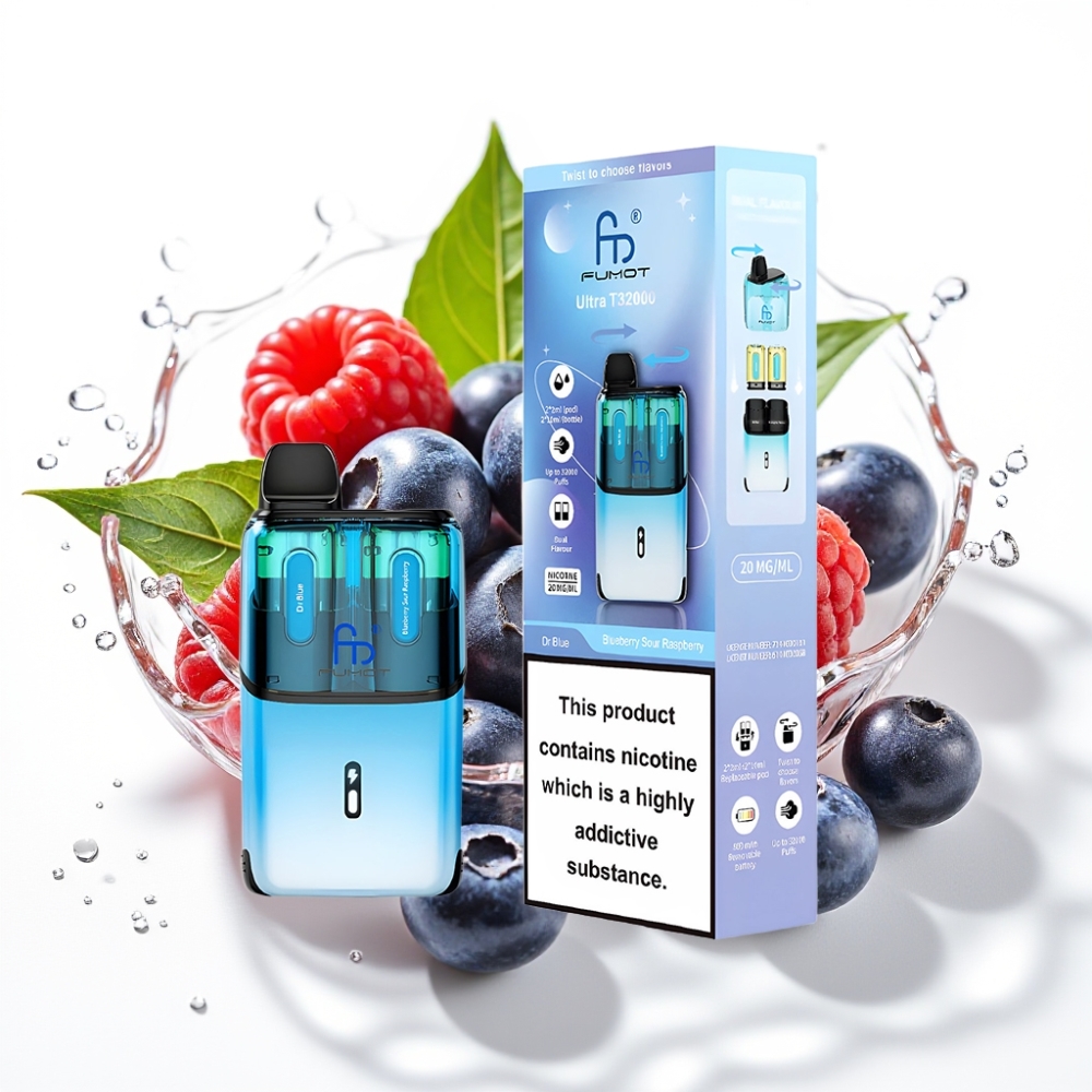 Fumot Ultra T32000 Disposable Vape Dr Blå - Blåbär Sur Hallon med 800mAh Batteri