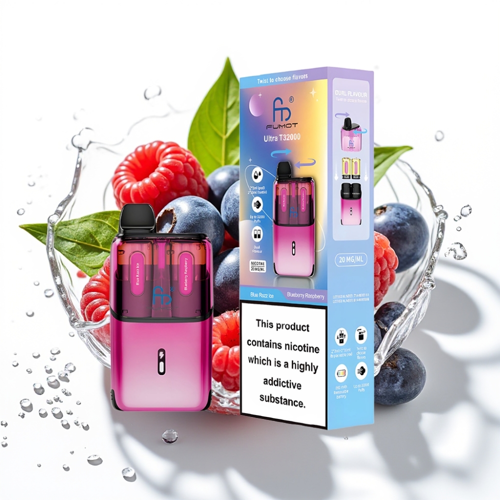 Fumot Ultra T32000 Engångs Vape Blå Hallon Is - Blåbär & Hallon med 800mAh Batteri