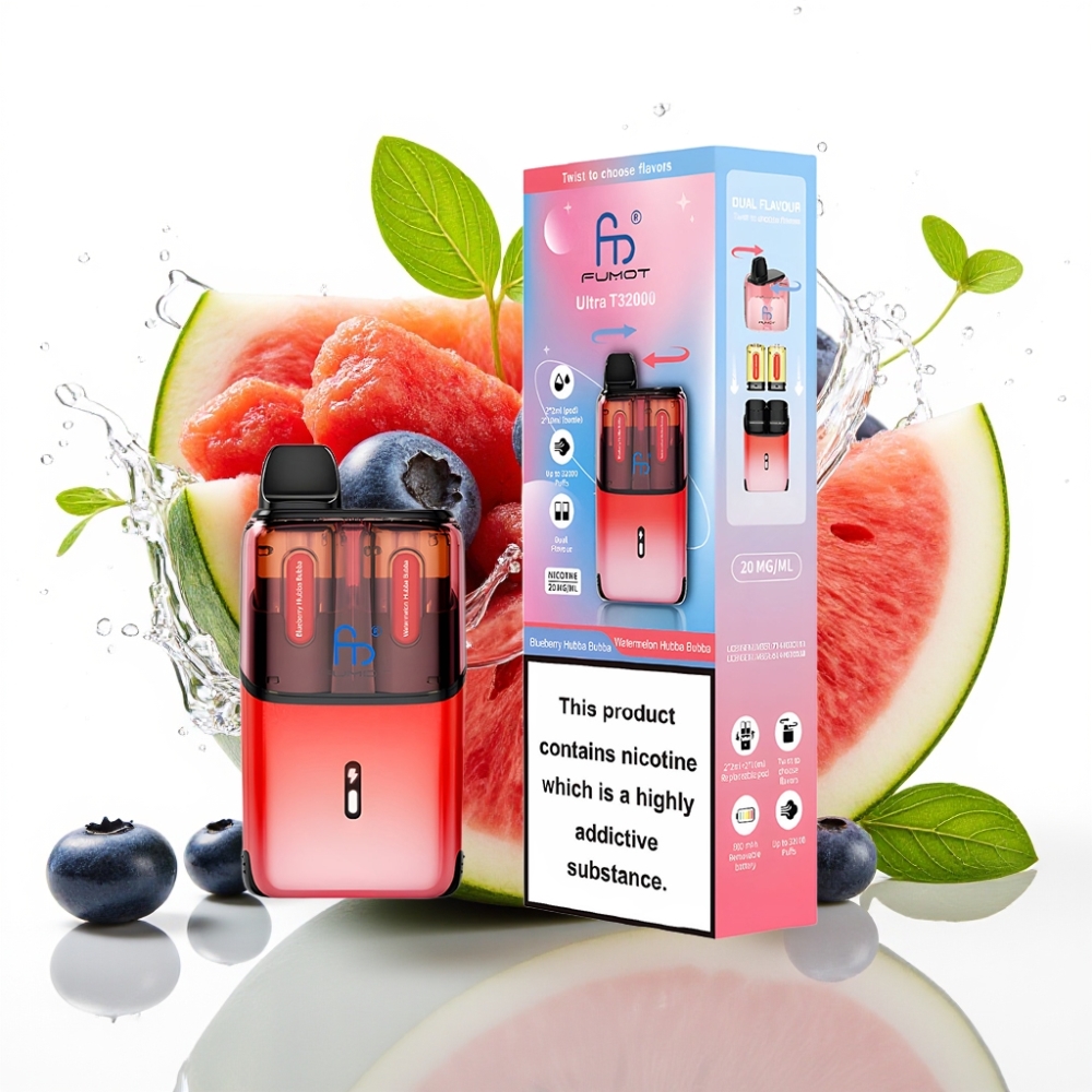 Fumot Ultra T32000 Engångs Vape Blåbär Hubba Bubba - Vattenmelon Hubba Bubba