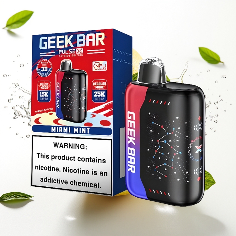 GEEK BAR Pulse X 25000 Puffs Patriot Edition Disposable Vape med 18mL E-vätska och 3D-böjd skärm