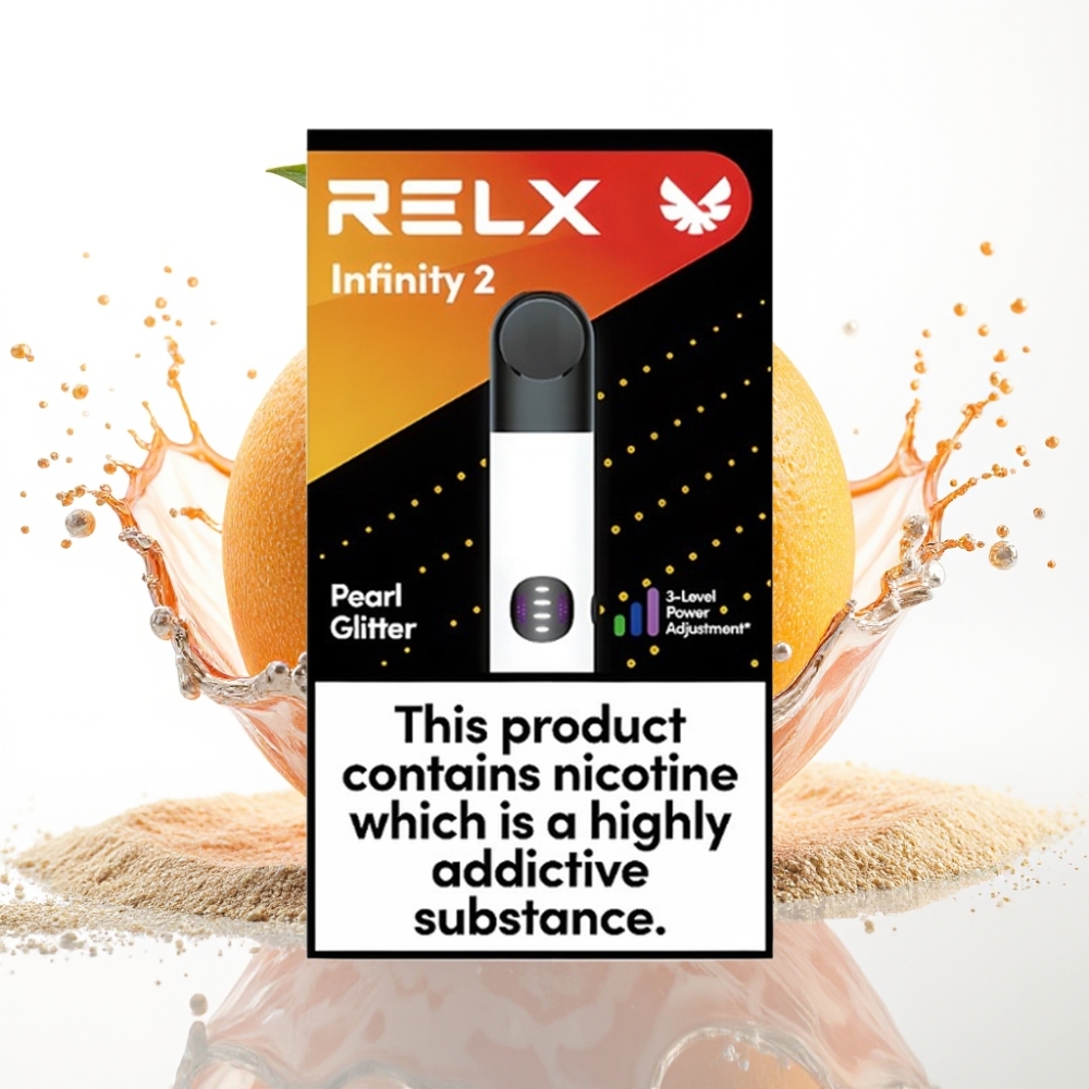 RELX Infinity 2 Vape-enhet Pärlpulver med 1,9 ml kapacitet och 440mAh batteri