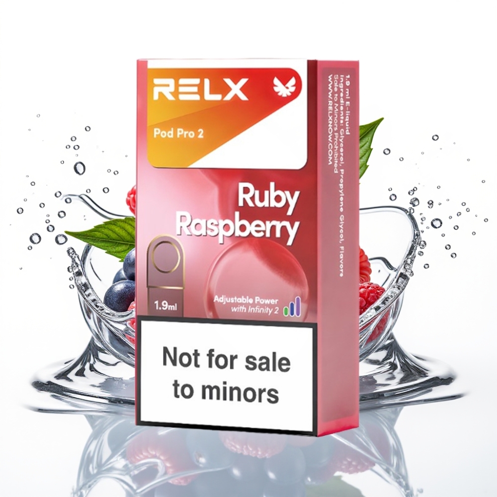RELX Pod Pro 2 Blå Hallon 0% Nikotin 600 puffar 1.9ml