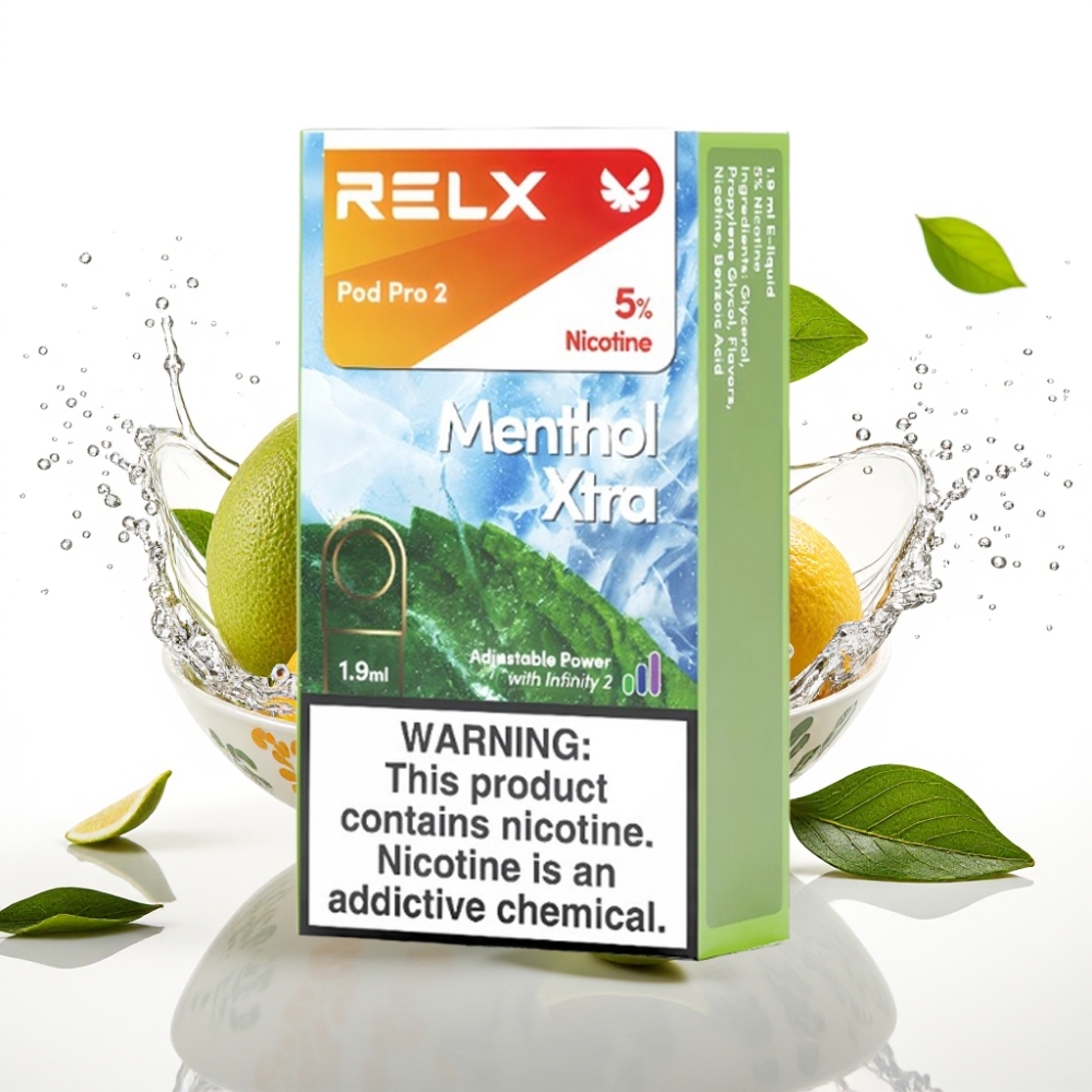 RELX Pod Pro 2 Nikotin 5% Menthol Xtra 1,9ml 600 puffar 3 spänningslägen