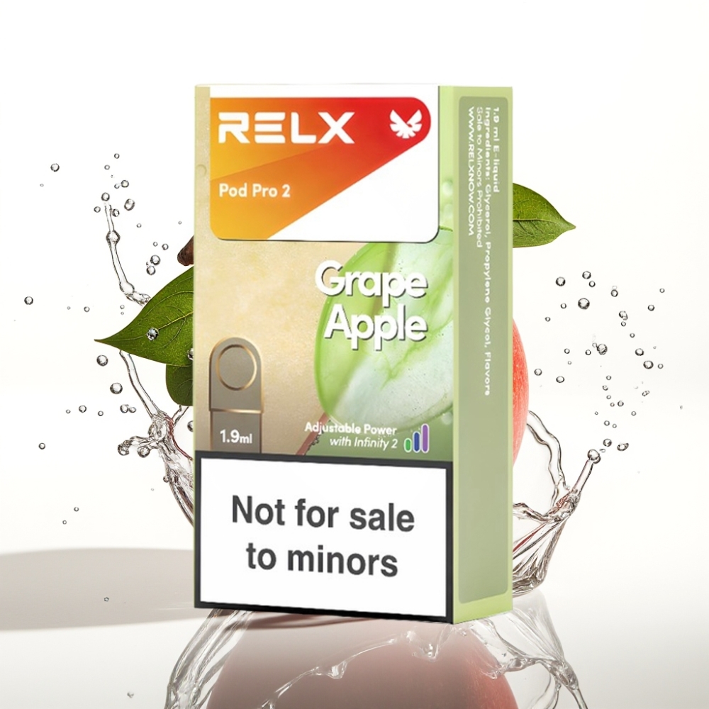 RELX Pod Pro 2 Vape-enhet Nikotin 0% Druva Äpple 1,9ml 600 puff