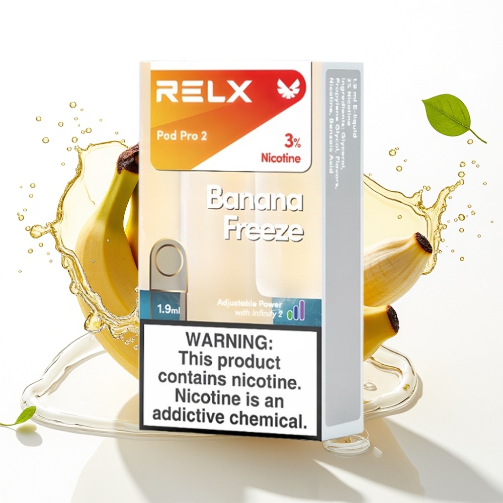 Relx Pod Pro 2 Vape-enhet med 3% Nikotin 600 puffar 1,9ml Bananfrys