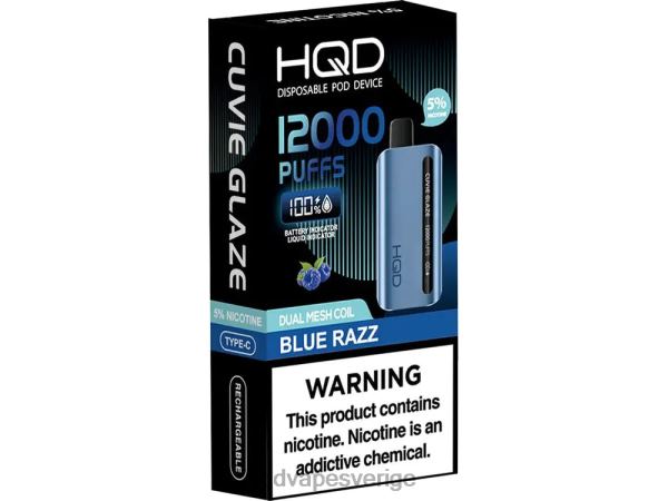 HQD Nicotine Free Vape - HQD CUVIE GLAZE engångsvape 12000 4T22T137 blå razz